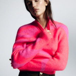 Zara jacquard sweater, bright pink